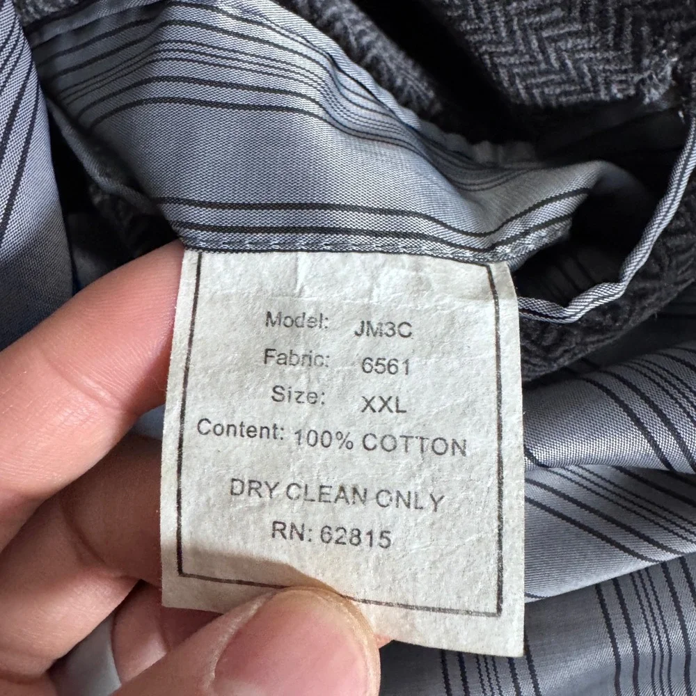 Johnston & Murphy Blazer Mens XXL Charcoal Gray Herringbone‎ Velvet Sport Coat